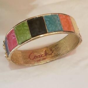 Coach Jewelry - Coach multi colored lacquer on gold bracelet Coach Jewelry - Coach multi colored lacquer on gold bracelet